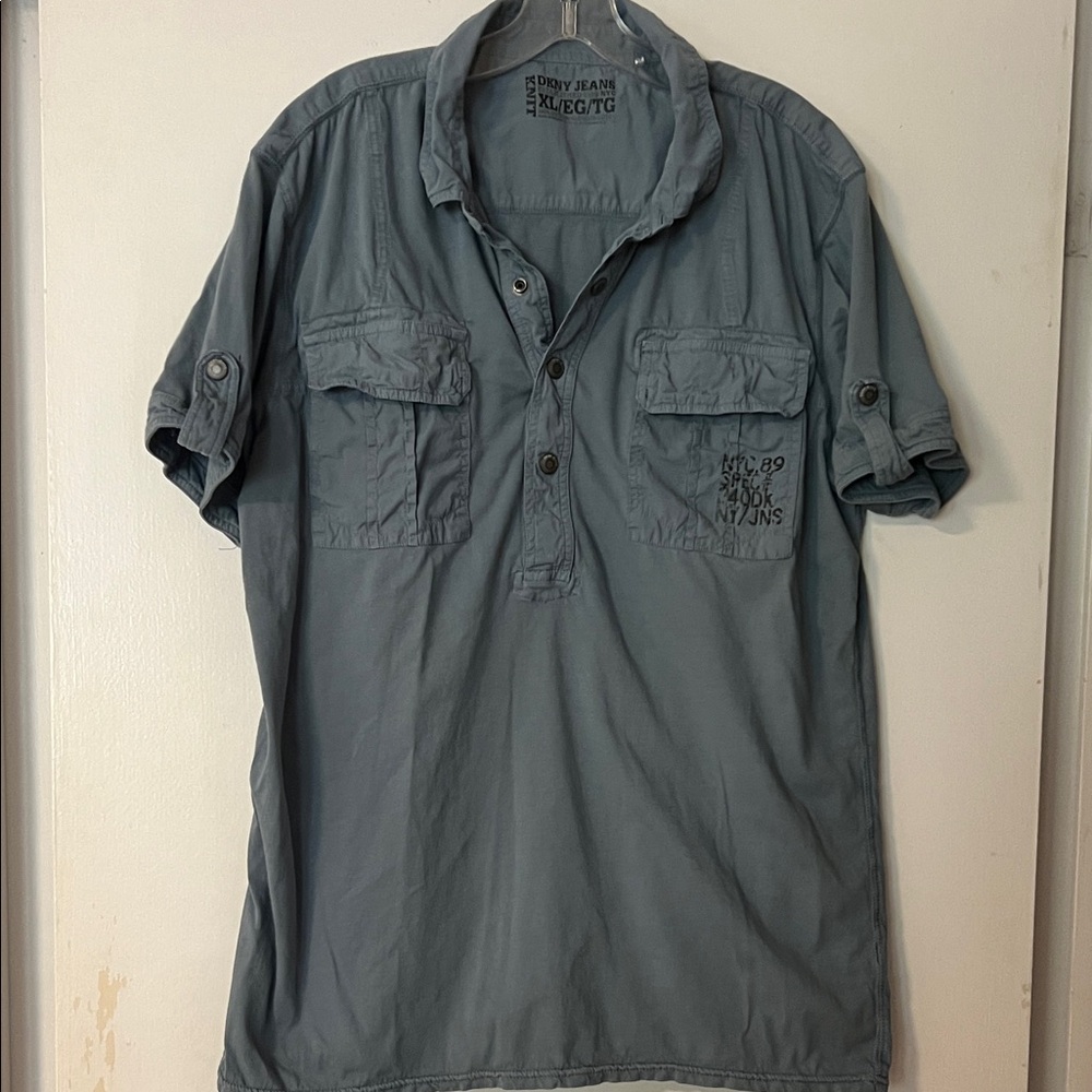 DKNY Gray Casual Button Down Shirt